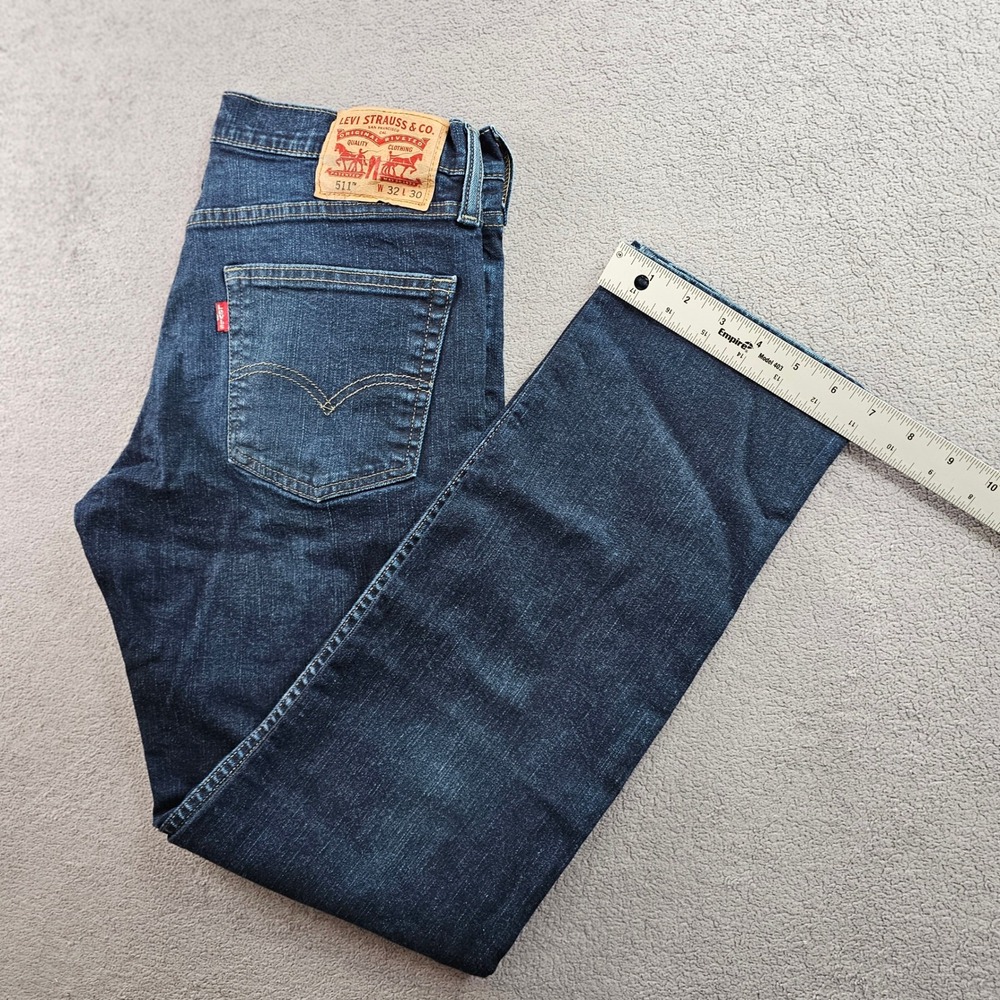 Levi's 511 Jeans Men's 32x30 Blue Denim Dark Wash Slim Stretch Skinny Streetwear - Picture 7 of 13